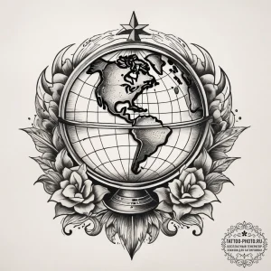 Tattoo sketch celestial globe, tattoo flash s... - эскиз тату (№1757838496_0, 14.09.2025 08:28) — tattoo-photo.ru