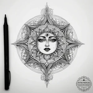 Tattoo sketch ladinets with a moon, artistic... - эскиз тату (№1757839271_0, 14.09.2025 08:41) — tattoo-photo.ru