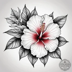 Tattoo sketch hibiscus flower, ink illustrati... - эскиз тату (№1757840636_0, 14.09.2025 09:03) — tattoo-photo.ru
