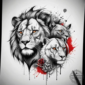 Tattoo sketch tom and jerry with a lion, conc... - эскиз тату (№1757841025_0, 14.09.2025 09:10) — tattoo-photo.ru