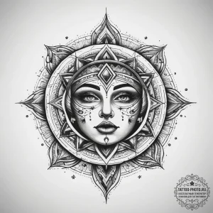 Tattoo sketch cosmic lore, tattoo line art, b... - эскиз тату (№1757842387_0, 14.09.2025 09:33) — tattoo-photo.ru