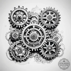 Tattoo sketch steampunk gears and cogs - эскиз тату (№1757843163_0, 14.09.2025 09:46) — tattoo-photo.ru