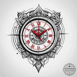 Tattoo sketch clock showing time of crime, ta... - эскиз тату (№1757844330_0, 14.09.2025 10:05) — tattoo-photo.ru