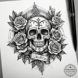 Tattoo sketch scissors with a ribbon, tattoo... - эскиз тату (№1757844722_0, 14.09.2025 10:12) — tattoo-photo.ru