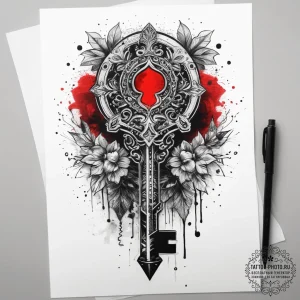 Tattoo sketch glowing key, ink illustration f... - эскиз тату (№1757845325_0, 14.09.2025 10:22) — tattoo-photo.ru