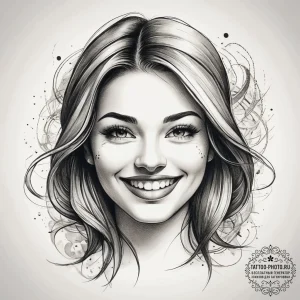 Tattoo sketch smile, tattoo line art, on a cl... - эскиз тату (№1757847045_0, 14.09.2025 10:50) — tattoo-photo.ru