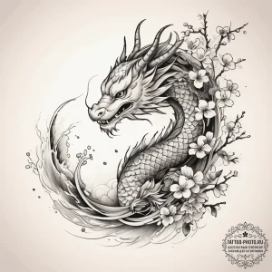 Tattoo sketch apricot blossom branch, concept... - эскиз тату (№1757851079_0, 14.09.2025 11:57) — tattoo-photo.ru