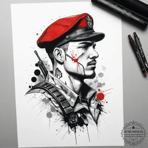 Tattoo sketch soldier with a paper, concept a... - эскиз тату (№1757851724_0, 14.09.2025 12:08) — tattoo-photo.ru