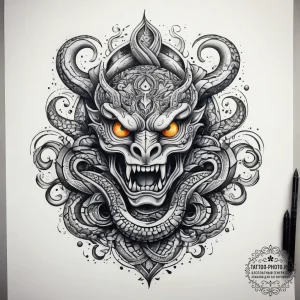 Tattoo sketch hydra, tattoo sketch design, ne... - эскиз тату (№1757854098_0, 14.09.2025 12:48) — tattoo-photo.ru