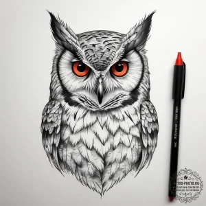 Tattoo sketch screech owl, artistic tattoo sk... - эскиз тату (№1757854878_0, 14.09.2025 13:01) — tattoo-photo.ru