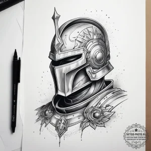 Tattoo sketch cosmic knight, ink illustration... - эскиз тату (№1757855070_0, 14.09.2025 13:04) — tattoo-photo.ru