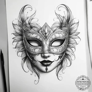 Tattoo sketch masquerade mask tattoo - эскиз тату (№1757857818_0, 14.09.2025 13:50) — tattoo-photo.ru