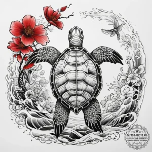 Tattoo sketch puns a turtle that says "i'm a... - эскиз тату (№1757859962_0, 14.09.2025 14:26) — tattoo-photo.ru