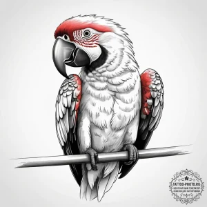 Tattoo sketch scarlet macaw, artistic tattoo... - эскиз тату (№1757862690_0, 14.09.2025 15:11) — tattoo-photo.ru