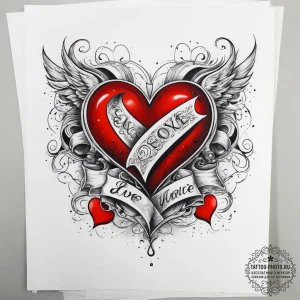 Tattoo sketch love letter with a heart, tatto... - эскиз тату (№1757868370_0, 14.09.2025 16:46) — tattoo-photo.ru