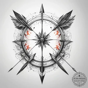 Tattoo sketch bow and arrow, ink illustration... - эскиз тату (№1757868572_0, 14.09.2025 16:49) — tattoo-photo.ru