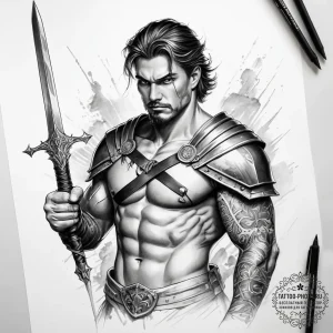 Tattoo sketch dobrynya nikitich, the epic her... - эскиз тату (№1757868965_0, 14.09.2025 16:56) — tattoo-photo.ru