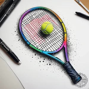 Tattoo sketch tennis racket with a ball, arti... - эскиз тату (№1757869168_0, 14.09.2025 16:59) — tattoo-photo.ru