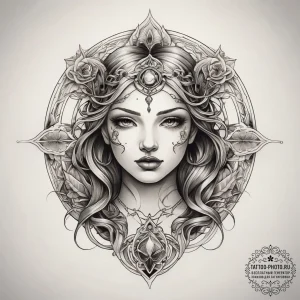 Tattoo sketch mystical tale, concept art for... - эскиз тату (№1757869970_0, 14.09.2025 17:12) — tattoo-photo.ru