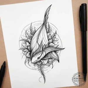 Tattoo sketch remora, tattoo flash sheet desi... - эскиз тату (№1757871546_0, 14.09.2025 17:39) — tattoo-photo.ru