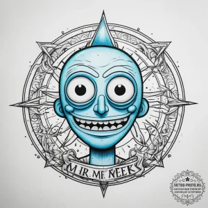 Tattoo sketch rick and morty mr. meeseeks, ar... - эскиз тату (№1757872145_0, 14.09.2025 17:49) — tattoo-photo.ru