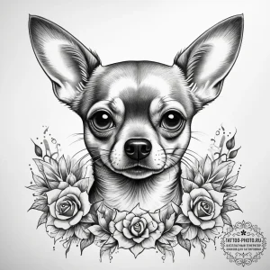 Tattoo sketch chihuahua, tattoo flash sheet d... - эскиз тату (№1757873126_0, 14.09.2025 18:05) — tattoo-photo.ru