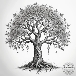 Tattoo sketch enchanted tree - эскиз тату (№1757873322_0, 14.09.2025 18:08) — tattoo-photo.ru