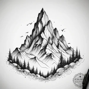 Tattoo sketch mountain, concept art for tatto... - эскиз тату (№1757873716_0, 14.09.2025 18:15) — tattoo-photo.ru