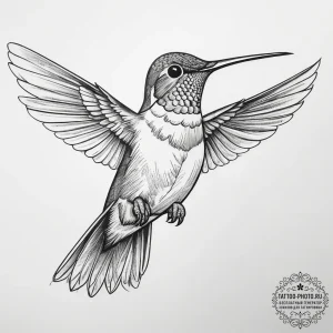 Tattoo sketch buff-bellied hummingbird, tatto... - эскиз тату (№1757874511_0, 14.09.2025 18:28) — tattoo-photo.ru