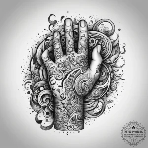 Tattoo sketch hands with a scroll, concept ar... - эскиз тату (№1757875293_0, 14.09.2025 18:41) — tattoo-photo.ru