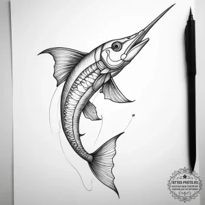 Tattoo sketch trumpetfish, concept art for ta... - эскиз тату (№1757876063_0, 14.09.2025 18:54) — tattoo-photo.ru