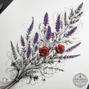 Tattoo sketch lavender field, tattoo sketch d... - эскиз тату (№1757881889_0, 14.09.2025 20:31) — tattoo-photo.ru