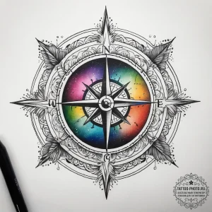 Tattoo sketch compass, ink illustration for t... - эскиз тату (№1757883275_0, 14.09.2025 20:54) — tattoo-photo.ru