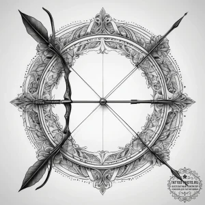 Tattoo sketch archery bow and arrow, ink illu... - эскиз тату (№1757883873_0, 14.09.2025 21:04) — tattoo-photo.ru