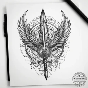 Tattoo sketch spellbook with a quill - эскиз тату (№1757885266_0, 14.09.2025 21:27) — tattoo-photo.ru