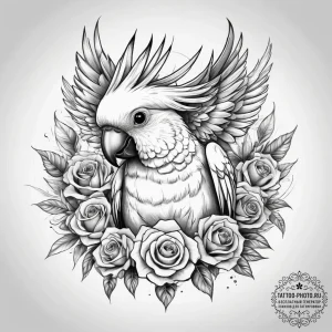Tattoo sketch cockatoo, ink illustration for... - эскиз тату (№1757888057_0, 14.09.2025 22:14) — tattoo-photo.ru