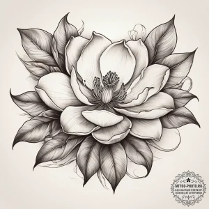 Tattoo sketch magnolia blossom branch, artist... - эскиз тату (№1757888650_0, 14.09.2025 22:24) — tattoo-photo.ru
