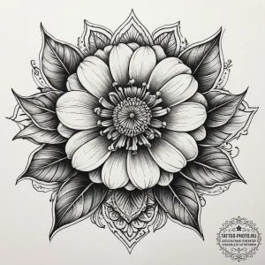 Tattoo sketch zinnia, tattoo flash sheet desi... - эскиз тату (№1757888855_0, 14.09.2025 22:27) — tattoo-photo.ru