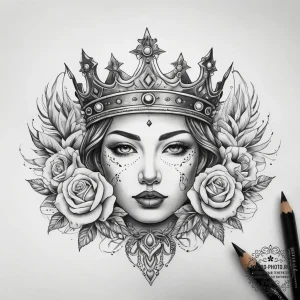 Tattoo sketch shen ring with a crown, tattoo... - эскиз тату (№1757890238_0, 14.09.2025 22:50) — tattoo-photo.ru