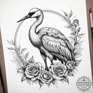 Tattoo sketch sandhill crane, tattoo drawing... - эскиз тату (№1757891419_0, 14.09.2025 23:10) — tattoo-photo.ru