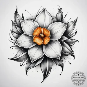 Tattoo sketch daffodil, ink illustration for... - эскиз тату (№1757891820_0, 14.09.2025 23:17) — tattoo-photo.ru