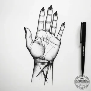 Tattoo sketch hands with a scissors, ink illu... - эскиз тату (№1757892022_0, 14.09.2025 23:20) — tattoo-photo.ru
