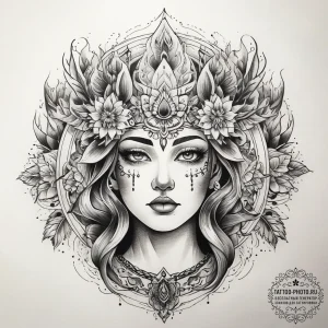 Tattoo sketch kupala with fire, tattoo flash... - эскиз тату (№1757892614_0, 14.09.2025 23:30) — tattoo-photo.ru