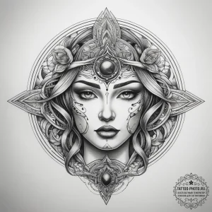 Tattoo sketch cosmic being, artistic tattoo s... - эскиз тату (№1757893401_0, 14.09.2025 23:43) — tattoo-photo.ru