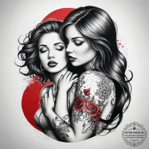 Tattoo sketch romantic embrace silhouette, co... - эскиз тату (№1757893990_0, 14.09.2025 23:53) — tattoo-photo.ru