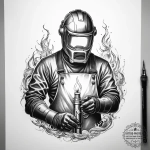 Tattoo sketch welder welding torch flame - эскиз тату (№1757894977_0, 15.09.2025 00:09) — tattoo-photo.ru
