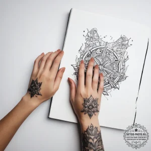 Tattoo sketch hands with a book - эскиз тату (№1757896963_0, 15.09.2025 00:42) — tattoo-photo.ru
