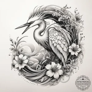 Tattoo sketch egret, artistic tattoo sketch,... - эскиз тату (№1757897744_0, 15.09.2025 00:55) — tattoo-photo.ru
