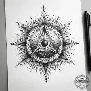 Tattoo sketch cosmic fount, ink illustration... - эскиз тату (№1757898329_0, 15.09.2025 01:05) — tattoo-photo.ru