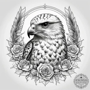 Tattoo sketch gyrfalcon, ink illustration for... - эскиз тату (№1757899500_0, 15.09.2025 01:25) — tattoo-photo.ru